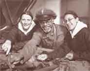 Women (and their tutor) practicing the art of car maintenance.