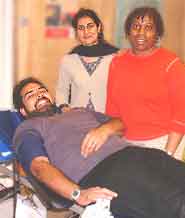 Volunteer giving blood.