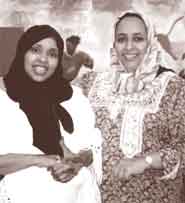 Sada (left) and Fatima (right) at the international women's day festival.