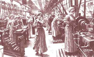 Artist’s impression of Cammell’s munition workers during the First World War. Courtesy of Sheffield Libraries and Archives Dept.