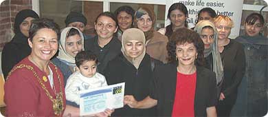 The Lord Mayor, with Laila Wragg, present students with their certificates.