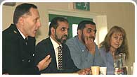 [left to right] Superintendent John Brennan, Abdul Khayum (Chair of the Black Community Forum), Councillors Ibrar Hussain and Jackie Drayton at the emergency meeting.