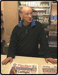 Ken in his shop on Ellesmere Road.