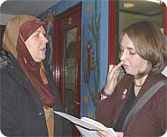 Saduf Khan talking to the Messenger’s Kate Atkinson.