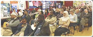 The Burngreave New Deal public meeting, attended by members of the local community and B.N.D.f.C. funded projects.