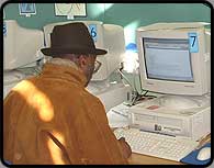 An adult learning computers on one of the courses.