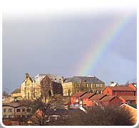 Pye Bank School, photographed at the end of a rainbow.