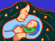 Mother and baby illustration.