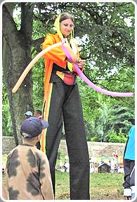 A walker on stilts at the 2003 Abbeyfield Park Multicultural Festival.